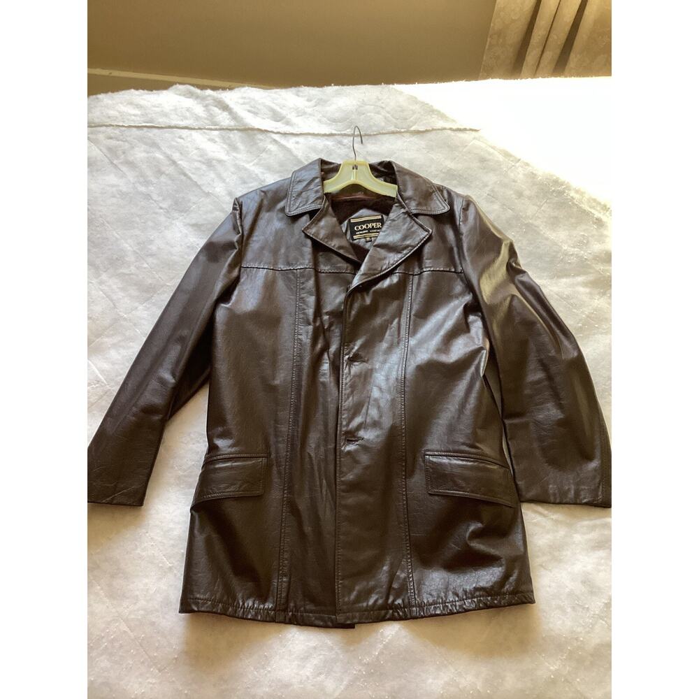 Cooper Genuine Leather Jacket Designer Outerwear Mens Size 46 W/Removable Liner